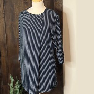 Koch women’s Size S dress cotton viscose pinstripe navy and white